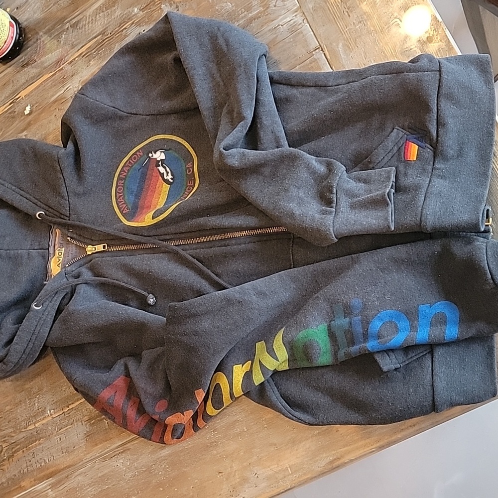 Aviator Nation logo zip up hoodie/sweatshirt